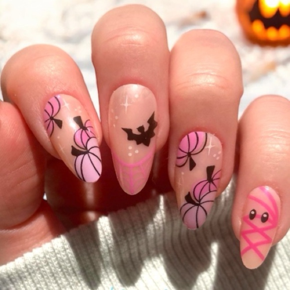 Pink Halloween Nails